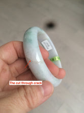 Load image into Gallery viewer, 53mm type A 100% natural certified green jadeite jade bangle U77-0727((Clearance item with big defects)
