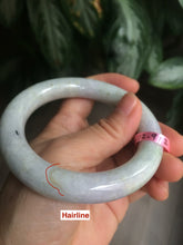 Load image into Gallery viewer, 56.6mm 100% natural light green/white chubby round cut jadeite jade bangle L65
