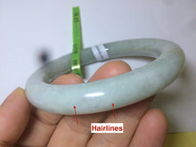 Load image into Gallery viewer, 58.8mm certified 100% natural type A light green/white/gray Chubby round cut jadeite jade bangle Q25-3074
