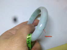 Load image into Gallery viewer, 47.5mm Certified Type A 100% Natural light green/white oval Jadeite Jade bangle S8-5094
