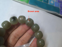 Load image into Gallery viewer, 100% Natural 13.8x13mm green/yellow/brown vintage style nephrite Hetian Jade bead man bracelet HF9
