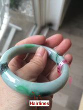 Load image into Gallery viewer, 56.7mm certified type A 100% Natural sunny green/dark green jadeite jade bangle W53-0101
