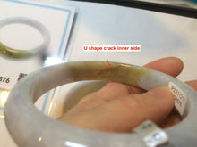 Load image into Gallery viewer, 62mm certified Type A 100% Natural green/white/purple/brown Jadeite Jade bangle X94-0576
