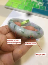 Load image into Gallery viewer, 55.2mm Certified Type A 100% Natural light green/purple/brown authentic Jadeite Jade bangle F86-6199
