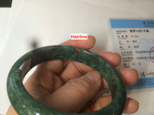 Load image into Gallery viewer, 58mm Certified Type A 100% Natural spinach green/black Jadeite Jade bangle S41-9254
