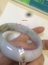 Load image into Gallery viewer, Sale! 58.6 mm certificated Type A 100% Natural green/light purple/brown(福禄寿) Jadeite Jadeite Jade bangle Q97-7814
