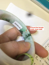 Load image into Gallery viewer, 55.6mm 100% natural Type A sunny green/white/purple jadeite jade bangle L116-4934
