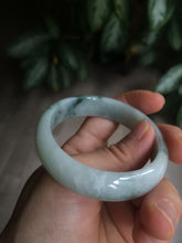 Load image into Gallery viewer, 52mm 100% natural certified  green green/white oval jadeite jade bangle AB32-5304
