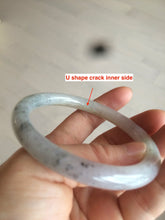 Load image into Gallery viewer, 57.3mm certified Type A 100% Natural black/white/purple (乌鸡翡翠) round cut Jadeite Jade bangle AK17-2610
