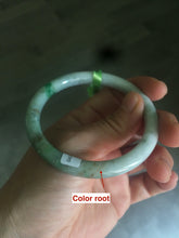 Load image into Gallery viewer, 55.8mm 100% natural type A certified sunny green/gray/brown round cut jadeite jade bangle U52-1130
