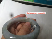 Load image into Gallery viewer, 50.5mm Certified type A 100% Natural light green/purple Jadeite Jade bangle D51-3534
