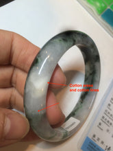 Load image into Gallery viewer, 57.8mm certified  100% natural dark green/white foggy mountains jadeite jade bangle AD94-0654
