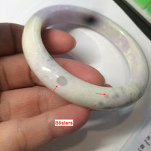 Load image into Gallery viewer, 56.6mm Certified Type A 100% Natural Sage Green/Thistle purple/cream beige Jadeite Jade bangle X107-0542
