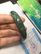 Load image into Gallery viewer, 58mm Certified Type A 100% Natural spinach green/black Jadeite Jade bangle S41-9254
