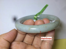 Load image into Gallery viewer, 58.8mm certified 100% natural type A light green/white/gray Chubby round cut jadeite jade bangle Q25-3074
