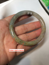 Load image into Gallery viewer, 53mm certified Type A 100% Natural green/brown round cut Jadeite Jade bangle AD85-1438
