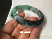 Load image into Gallery viewer, 57.5mm Certified Type A 100% Natural sunny green black Jadeite Jade bangle U98-0440
