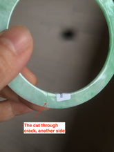 Load image into Gallery viewer, 57.5mm Certified type A 100% Natural sunny green thin Jadeite Jade bangle AM26-4800
