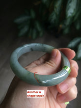 Load image into Gallery viewer, 53.7mm Certified Type A 100% Natural light green/gray Jadeite Jade bangle L95-6796
