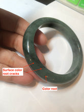 Load image into Gallery viewer, 55mm certified type A 100% Natural watery dark green Jadeite Jade bangle AT27-9779
