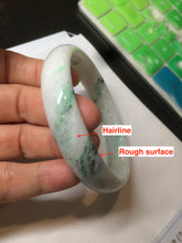 Load image into Gallery viewer, 61.3mm Certified Type A 100% Natural sunny green/white/light purple jadeite Jade bangle S45-7278
