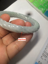 Load image into Gallery viewer, 57.2mm Certified 100% Natural type A icy watery vintage twist style Jadeite Jade bangle AF56-0861
