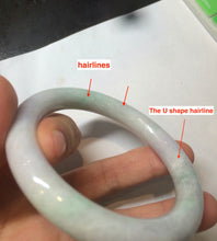 Load image into Gallery viewer, 55.7mm certified 100% natural green/white/purple/orange(FU LU SHOU) round cut jadeite jade bangle U93-1890
