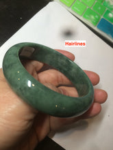 Load image into Gallery viewer, 58mm certified type A 100% Natural dark green jadeite jade bangle D93-9240
