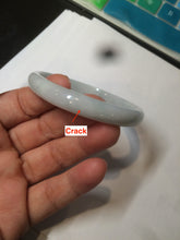 Load image into Gallery viewer, 53mm Certified type A 100% Natural light green/white oval jadeite jade bangle AM57-4212
