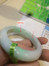 Load image into Gallery viewer, 52.5mm Certified Type A 100% Natural sunny green/white Jadeite Jade bangle R84-14548
