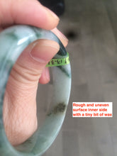Load image into Gallery viewer, 53mm Certified type A 100% Natural light green/brown/gary floating flower oval jadeite jade bangle Q74-5309

