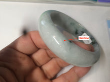 Load image into Gallery viewer, 55.5mm Certified type A 100% Natural green/white chubby Jadeite bangle N103-3792
