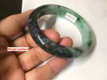 Load image into Gallery viewer, 57.5mm Certified Type A 100% Natural sunny green black Jadeite Jade bangle U98-0440
