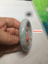 Load image into Gallery viewer, 55.7mm certified 100% natural Type A sunny green/white/purple jadeite jade bangle C61-00514
