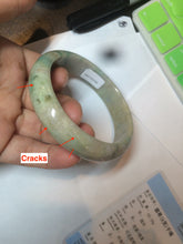 Load image into Gallery viewer, 59.5mm certified Type A 100% Natural sunny green gray yellow purple (FU LU Shou)Jadeite bangle D68-3750
