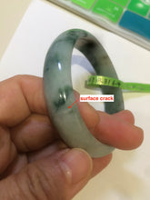 Load image into Gallery viewer, 53mm Certified type A 100% Natural light green/brown/gary floating flower oval jadeite jade bangle Q74-5309
