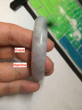 Load image into Gallery viewer, 55.5mm Certified Type A 100% Natural icy watery light purple/white/green oval Jadeite Jade bangle AM55-6862
