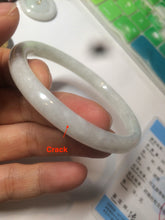 Load image into Gallery viewer, 57.3mm certified 100% natural white slim round cut jadeite jade bangle AF48-3454
