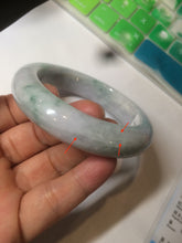 Load image into Gallery viewer, 56.5mm certified Type A 100% Natural green/white chubby Jadeite Jade bangle AF1-4612
