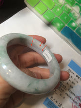 Load image into Gallery viewer, 56.5mm certified Type A 100% Natural green/white chubby Jadeite Jade bangle AF1-4612
