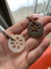 Load image into Gallery viewer, Certified 100% Natural nephrite Hetian beige/brown cutout lotus couple pendant pair RP-3
