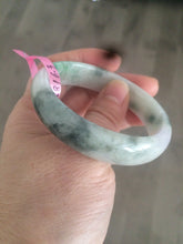 Load image into Gallery viewer, 52mm type A 100% Natural sunny green/white/light purple oval jadeite jade bangle B6
