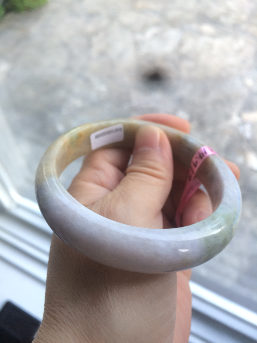 58.5mm Certified 100% natural Type A green/brown/purple jadeite jade bangle Q51-3369