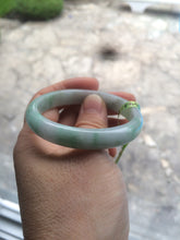 Load image into Gallery viewer, 47.5mm Certified Type A 100% Natural light green/white oval Jadeite Jade bangle S8-5094
