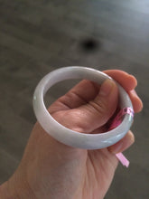 Load image into Gallery viewer, 53.1mm Certified Type A 100% Natural light green/white authentic Jadeite Jade bangle R43-0004
