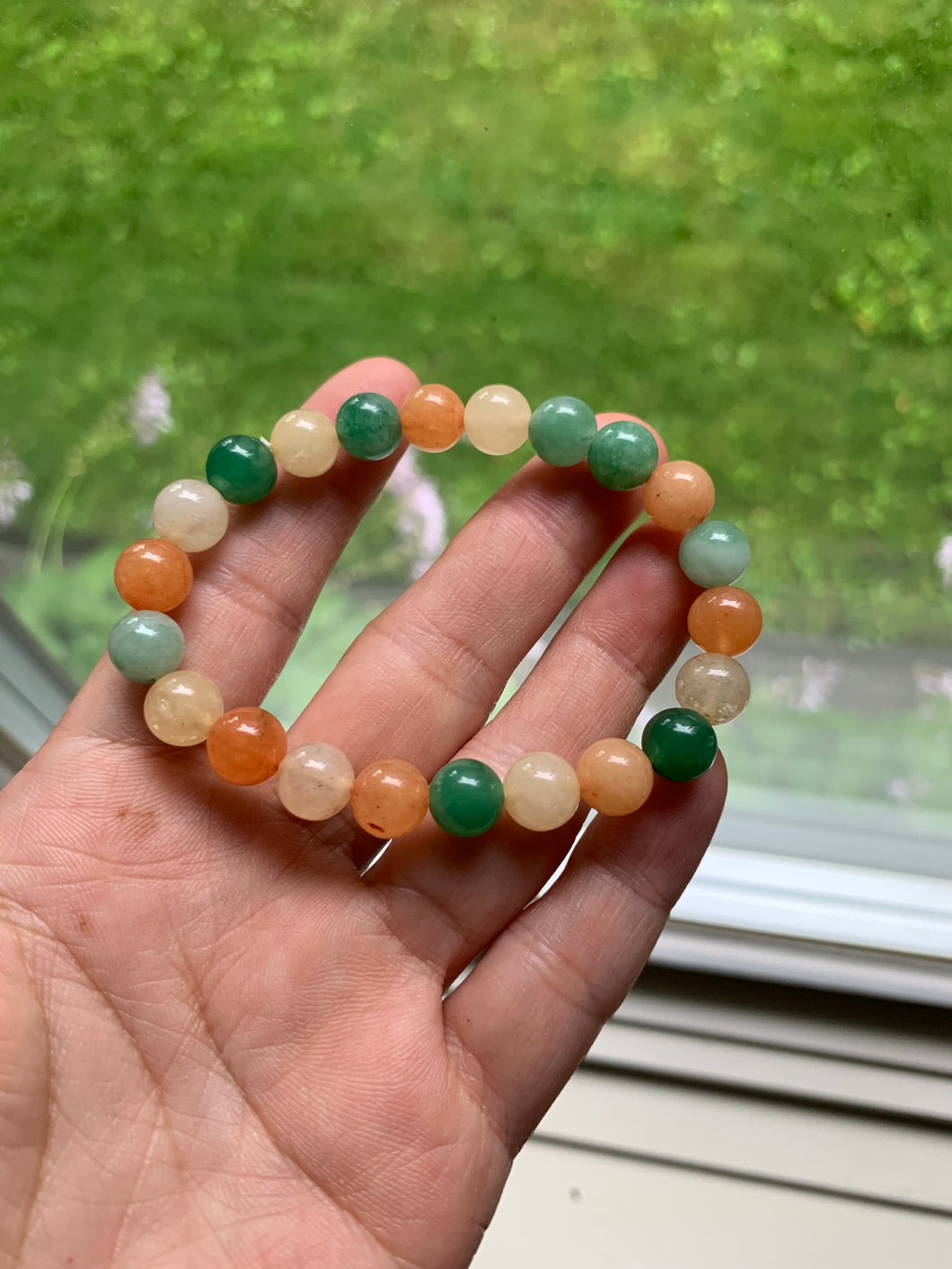 100% natural 8.3-8.5mm candy colors Quartzite (jinsi jade, 金丝玉, Golden Silk Jade, five colors jade) bracelet B70 add on item. Not sale individually.