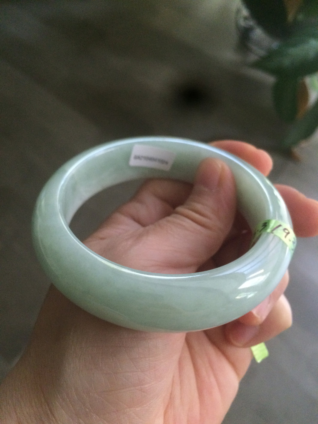 56.9mm certified type A 100% Natural watery light green chubby jadeite jade bangle A59-1024