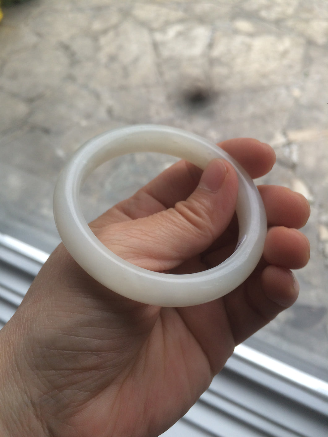 52.8mm Certified 100% Natural white Hetian (nephrite) Jade bangle A55-7924 卖了