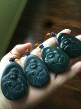 Load image into Gallery viewer, 100% Natural dark green happy buddha nephrite Jade pendant Group KP-1,2,3,4
