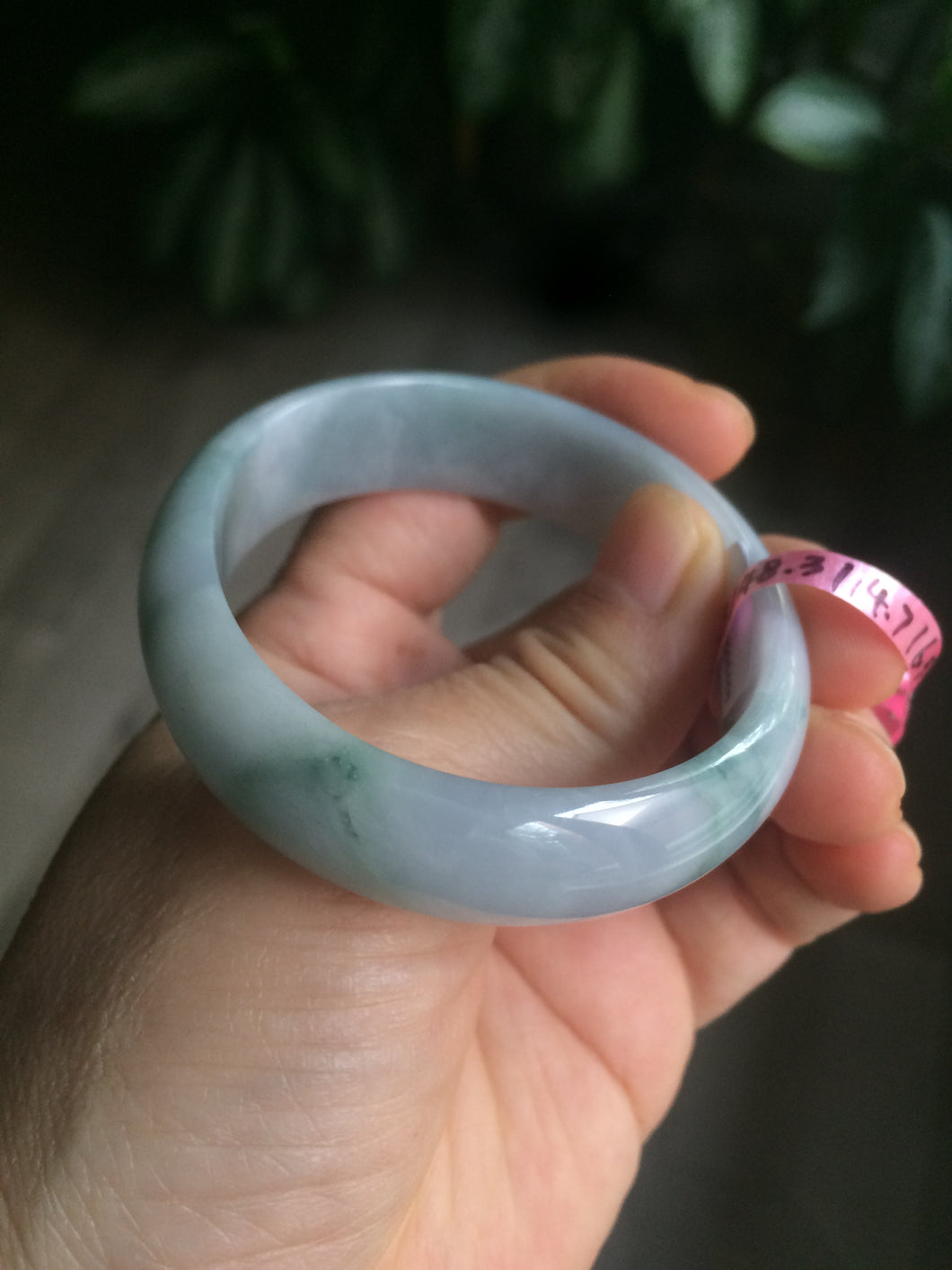 51mm certified 100% natural Type A green/purple/gray oval jadeite jade bangle R49-5465